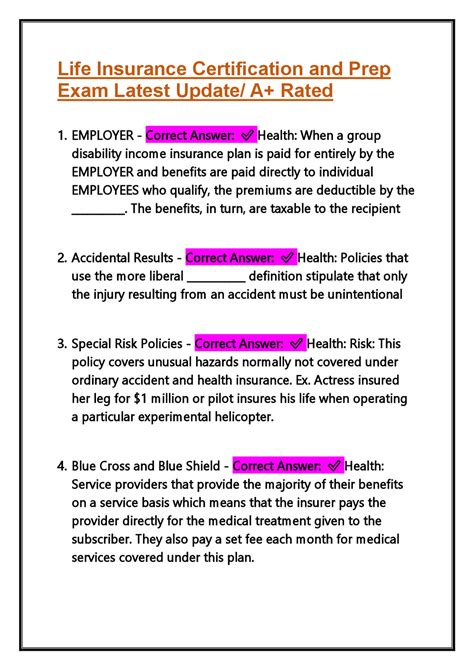 Life Insurance Certification Exam