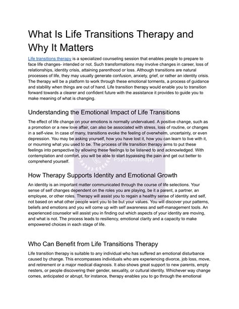 Life Transitions Therapy For Career Changes