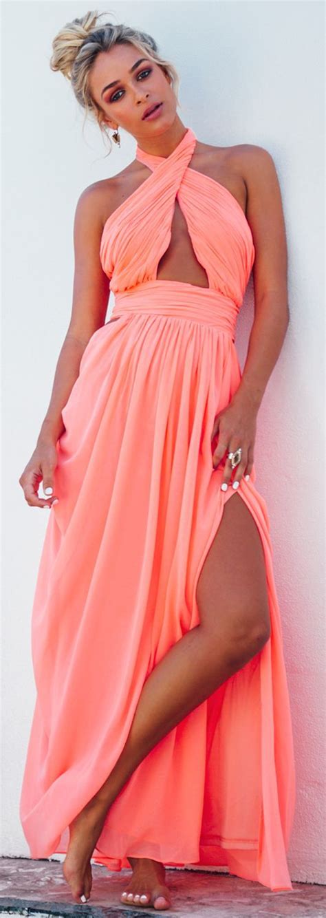 Light Blue And Coral Beach Dress