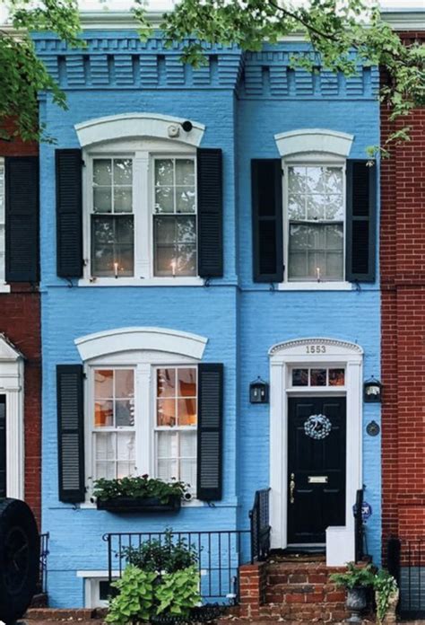 Light Blue Painted Brick House
