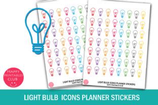 Download Light Bulb Icons Planner Stickers For Crafts