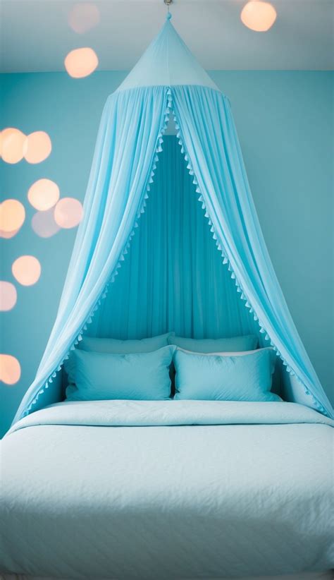 Light blue bedroom ideas with a canopy bed