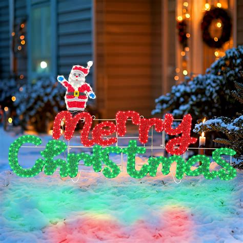Lighted Merry Christmas Yard Sign