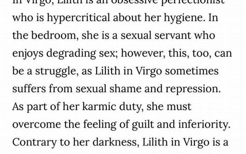 Lilith In Virgo