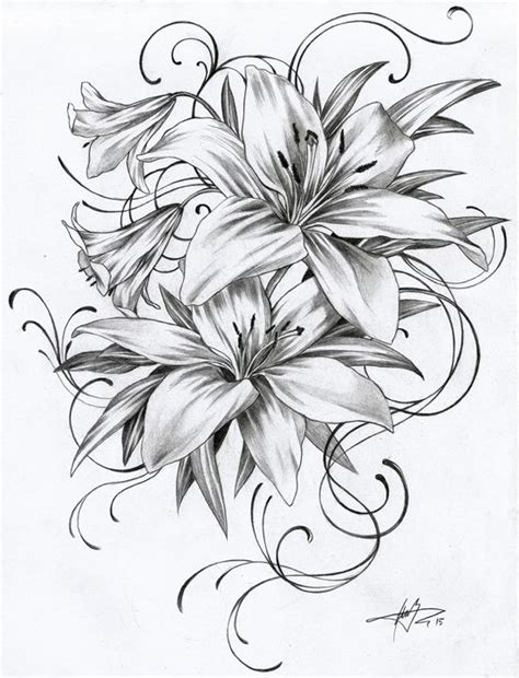 Lily Tattoo Template