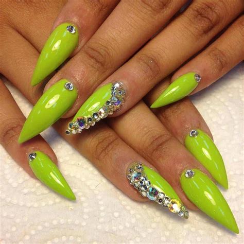 Lime Green Short Stiletto Nails: The Latest Trend In Nail Art
