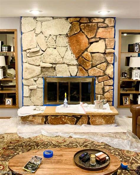 Limewash Stone Fireplace