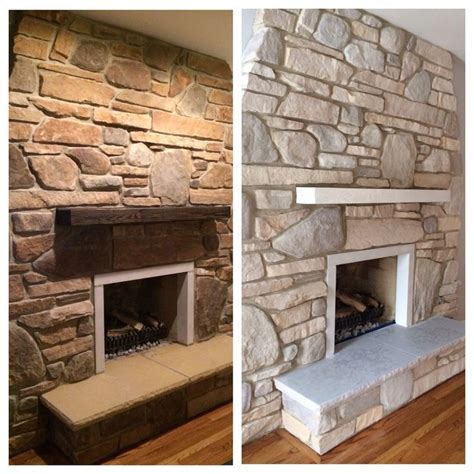 Limewashed Stone Fireplace