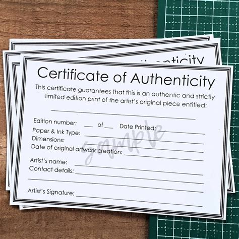 Limited Edition Print Certificate Of Authenticity Template