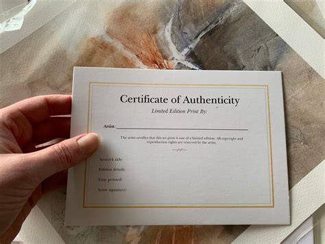 Limited edition authenticity cards