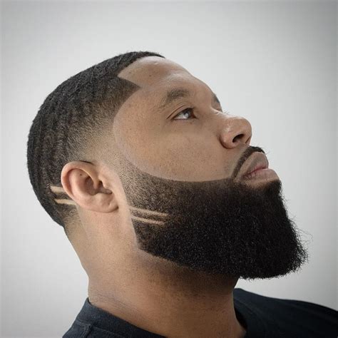 Line Black Men Beard Style