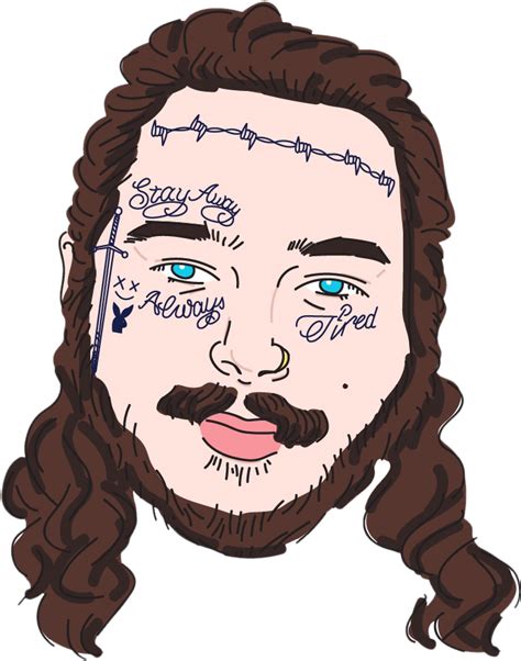 Line Drawing Post Malone Face Tattoos Png