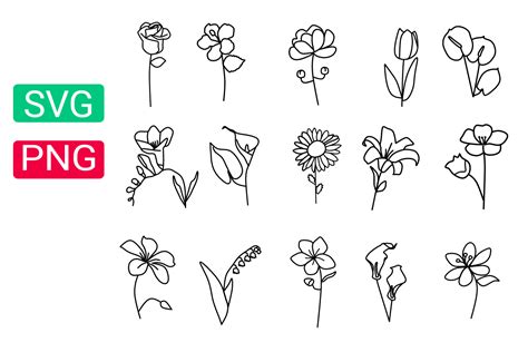 Add a Touch of Elegance to Your Projects with Line Flower SVG - Beautiful Floral Designs Perfect for DIY Crafts!