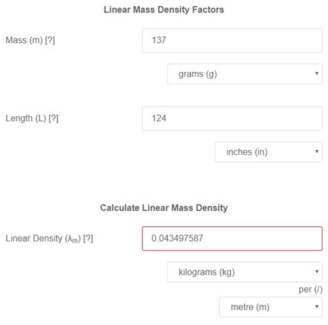 Calculate Your Linear Mass Density with Our Convenient Calculator
