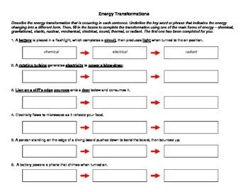 LinearLinear Energy Transformation Worksheet Answers #EnergyTransformation