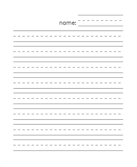 Lined Paper For Kindergarten Printable