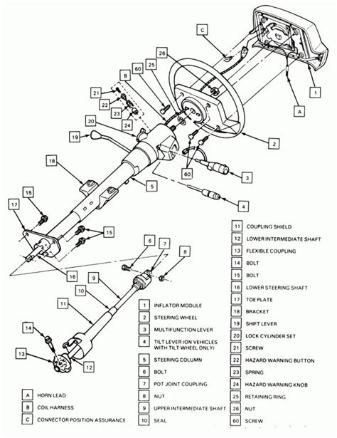 Linkage and Joints in the 1990 Chevy Steering Column Diagram