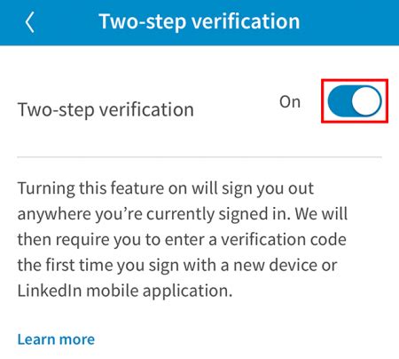LinkedIn Two-Step Verification