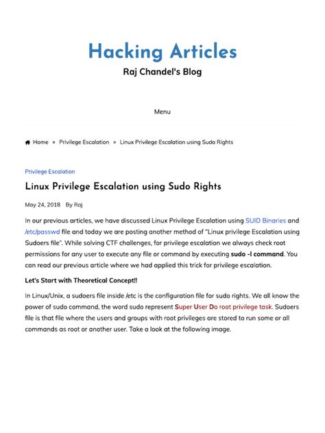 Linux Privilege Escalation Using Sudo Rights