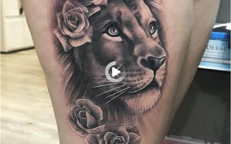 Lion Tattoo Above Knee