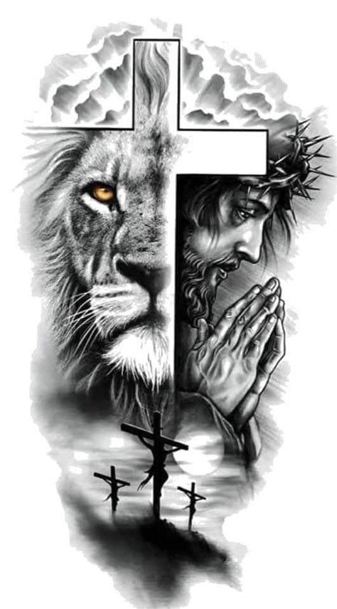 Lion And Jesus Tattoo