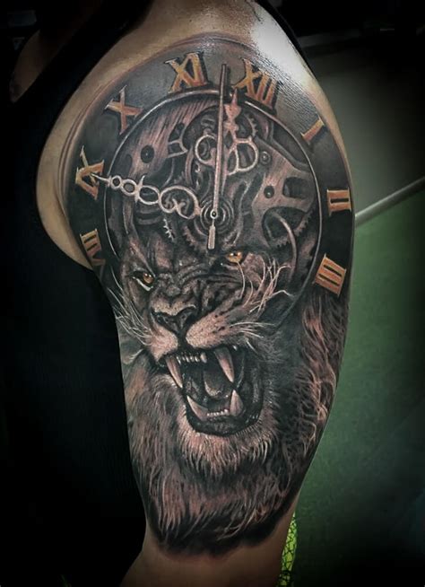 Lion Clock Tattoo