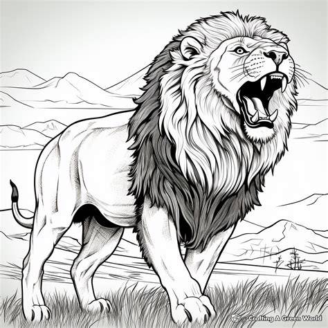 Lion Roaring Printable Coloring Pages