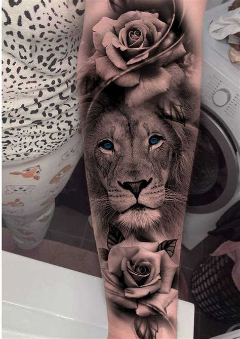 Lion Rose Tattoo