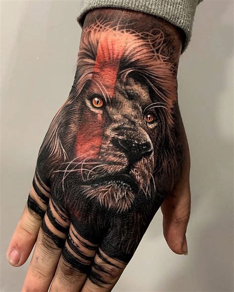 New tattoo Hand, lion Tatuagem na mão, Tatuagem na mão