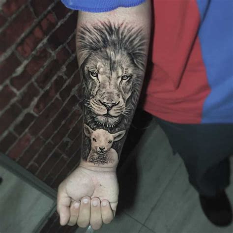Lion With Lamb Tattoo