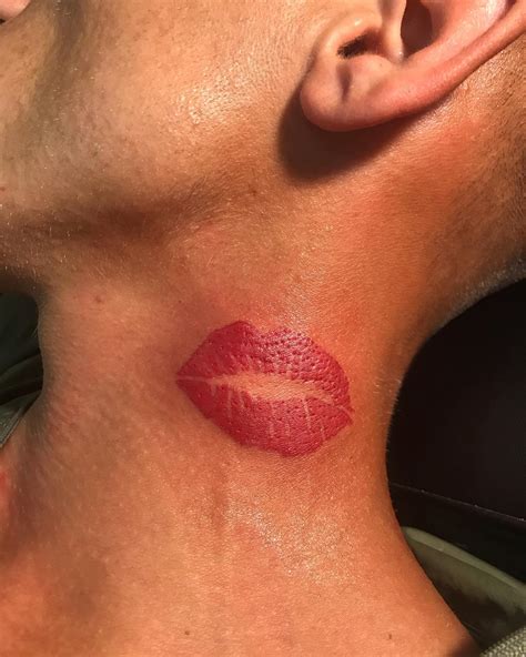 Lip Neck Tattoo