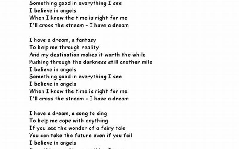 Lirik Lagu I Have A Dream Dan Artinya