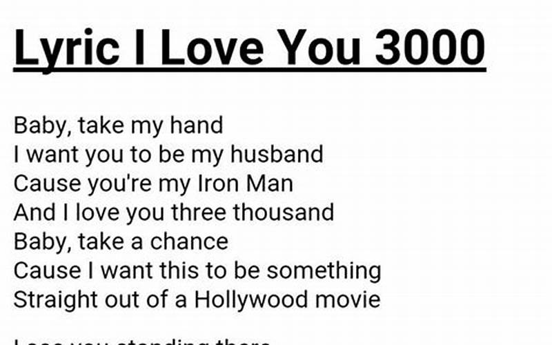 Lirik Lagu I Love You 3000