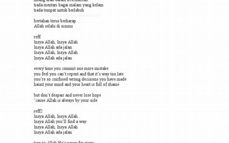 Lirik Lagu Insya Allah Maher Zain Inggris
