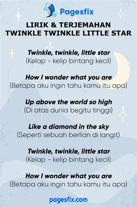 Lirik Lagu Twinkle Twinkle Little Star Dan Terjemahannya