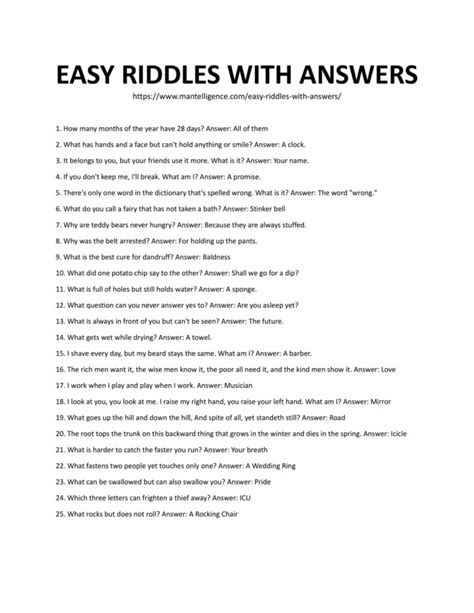 List 10 Easy Riddles With Answers
