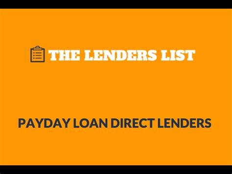 List Of Direct Lenders