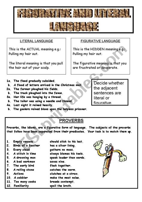 Literal Vs Figurative Worksheet
