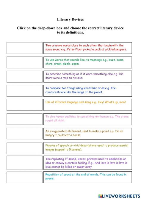 Literary Devices Worksheets