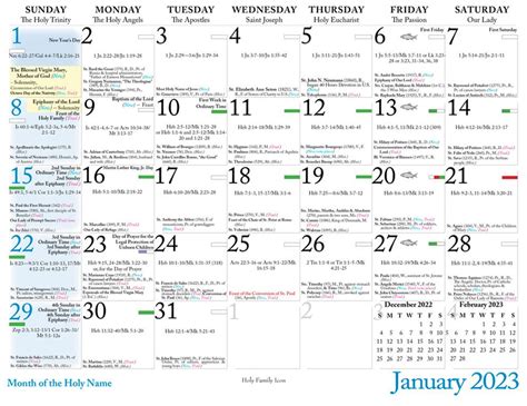 Catholic Liturgical Calendar 2023 Saint Joseph