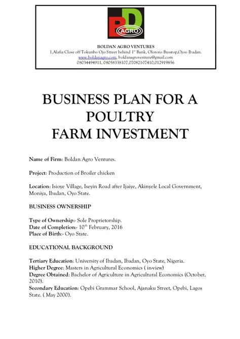 Livestock Farming Business Proposal Pdf