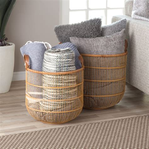 Living Room Basket For Blankets