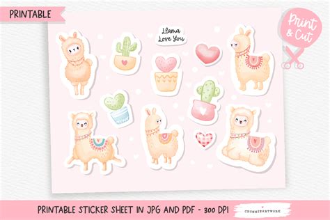 Download Llama Valentine Printable Stickers Sheet Printable