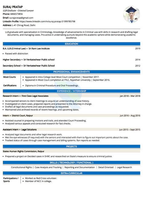 Resume Format Law Freshers RESMUD