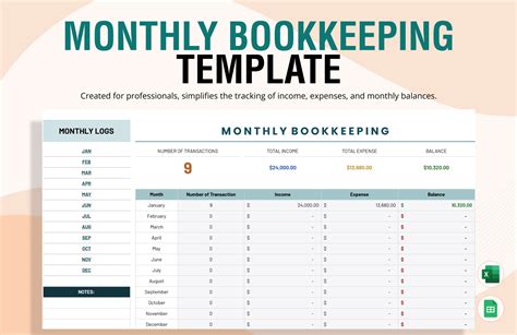 Llc Bookkeeping Template