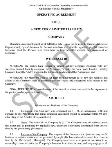 Llc Operating Agreement Template New York
