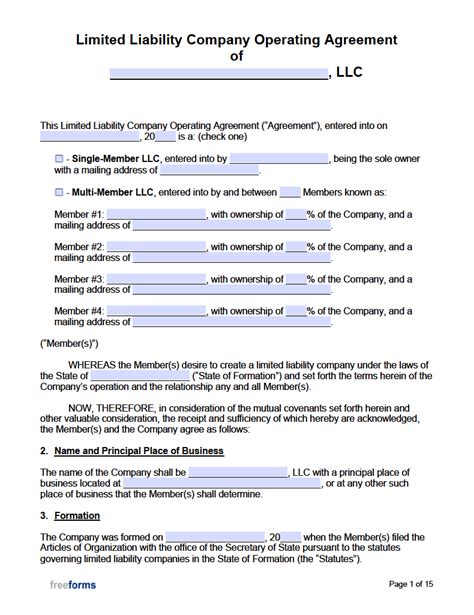 Llc Template Operating Agreement