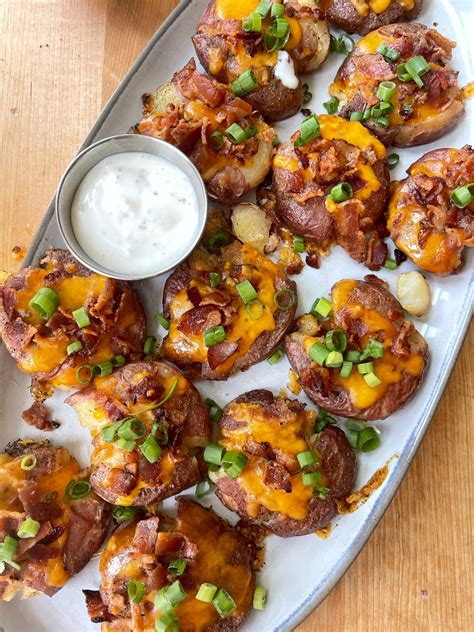 Loaded Smashed Potatoes with Crispy Bacon & Melted Cheddar
