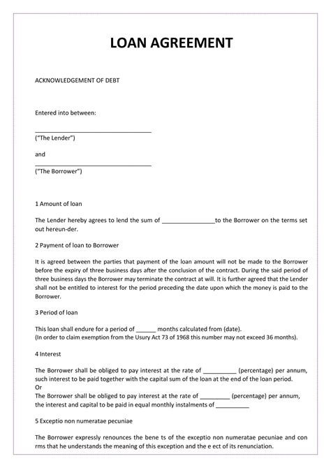 Loan Contract Template Word