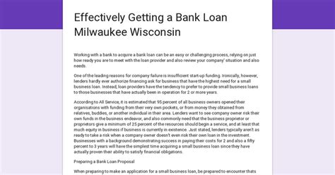 Loans In Milwaukee Wi